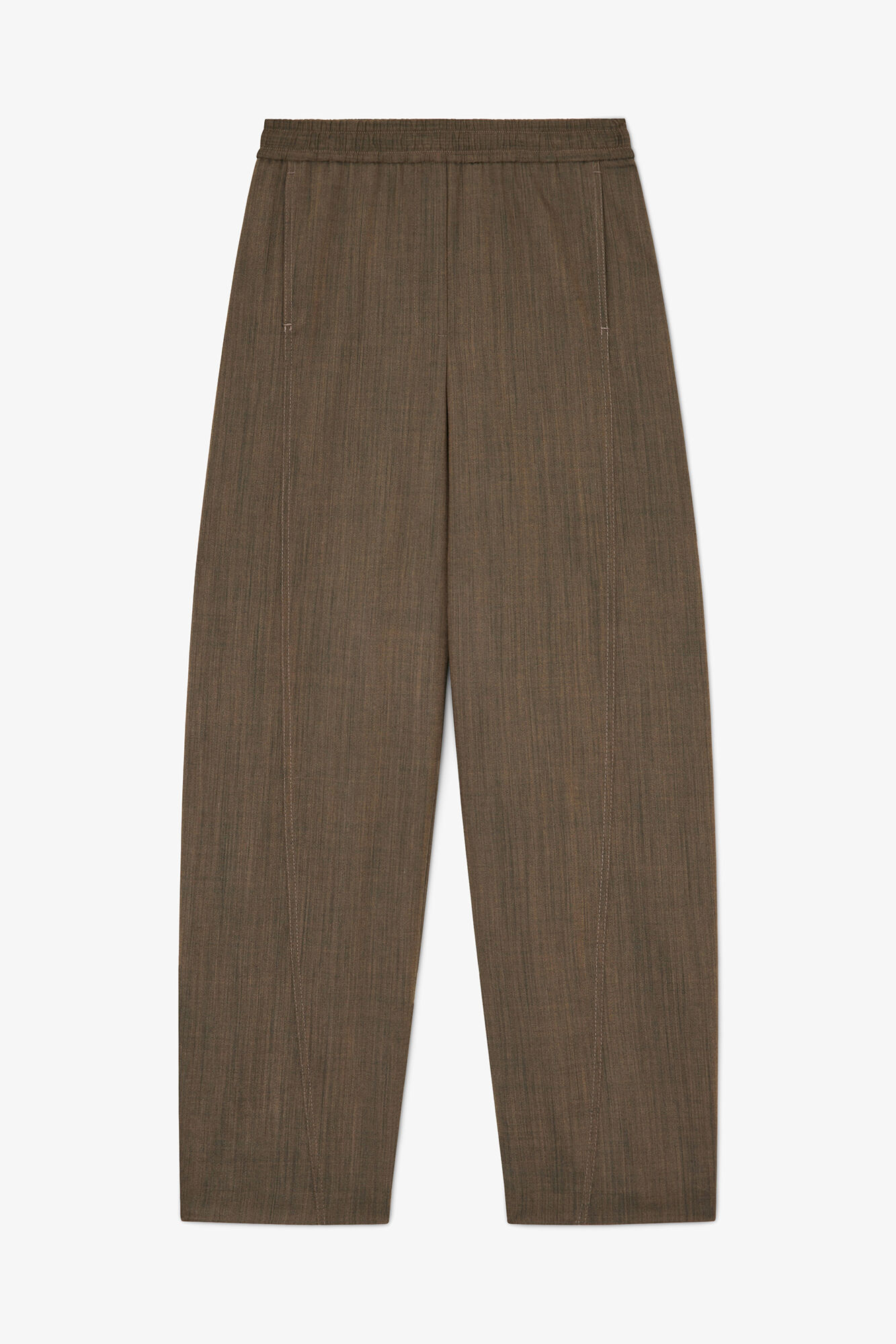 Trousers in Brown Wool Melange, Recycled Wool, in colour Canteen - 1 - GANNI