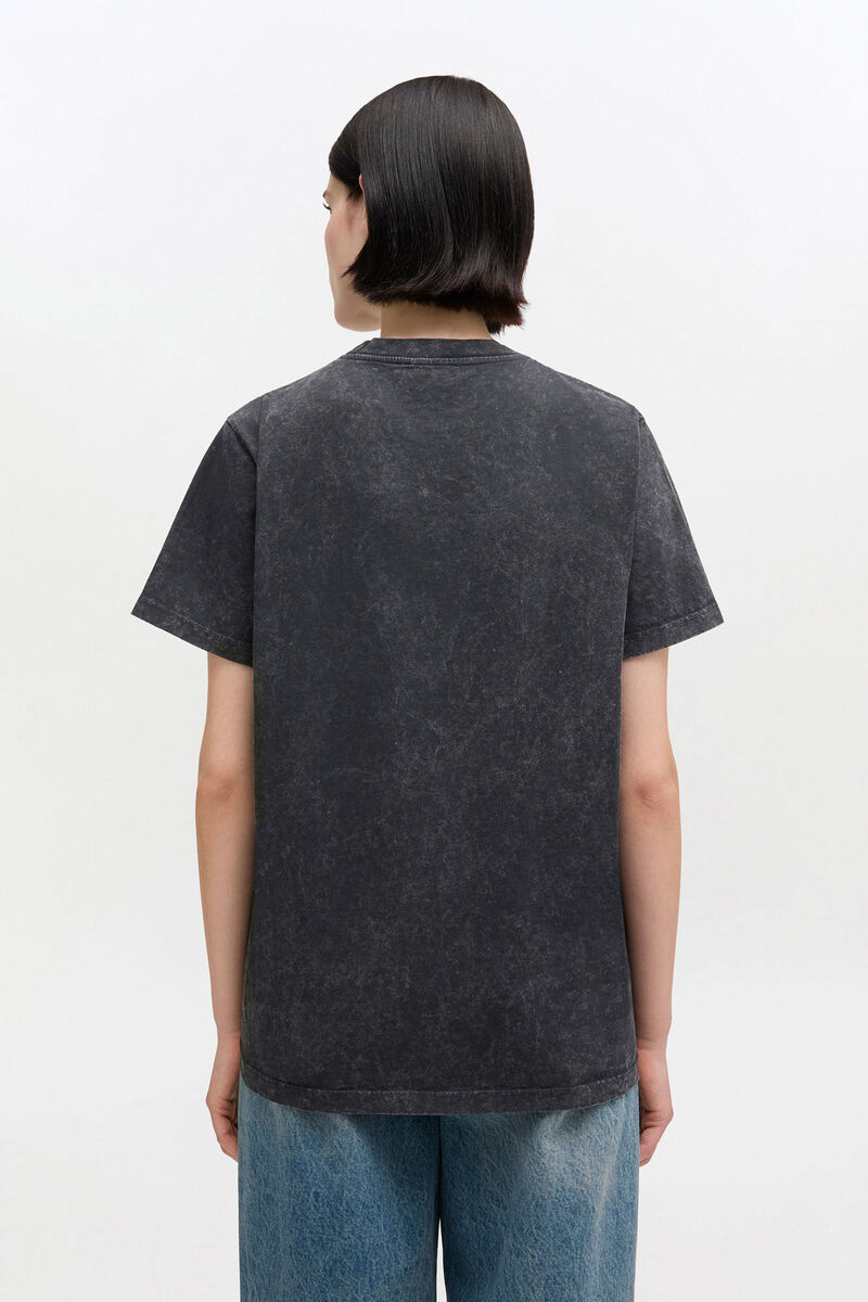T-shirt d&eacute;lav&eacute; vintage, Recycled Cotton, in colour Black Washed - 3 - GANNI