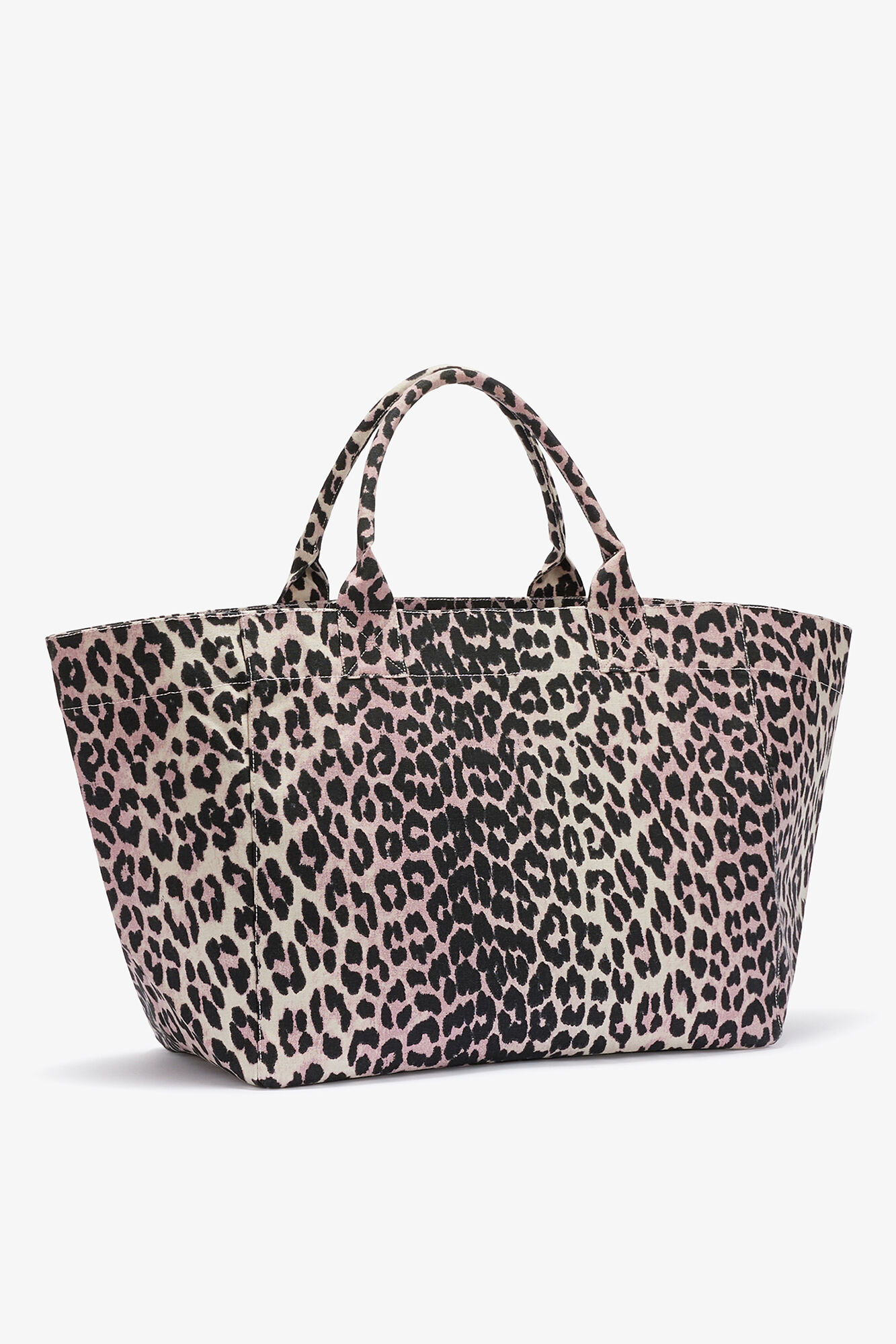 Leopard Sequin XXL Tote, Recycled Cotton, in colour Bleached Mauve - 2 - GANNI