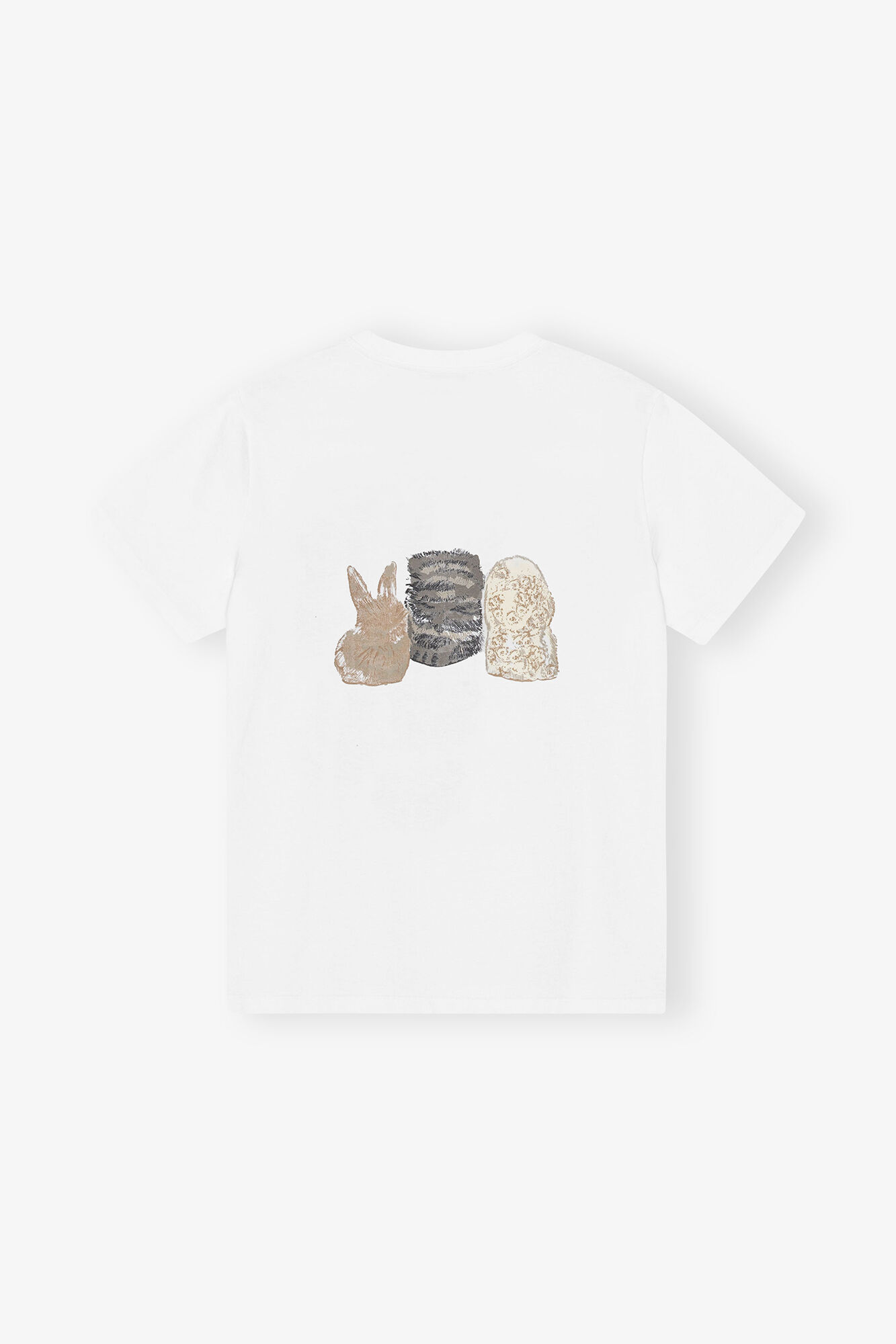 Vit t-shirt med djurm&ouml;nster, Organic Cotton, in colour Bright White - 2 - GANNI