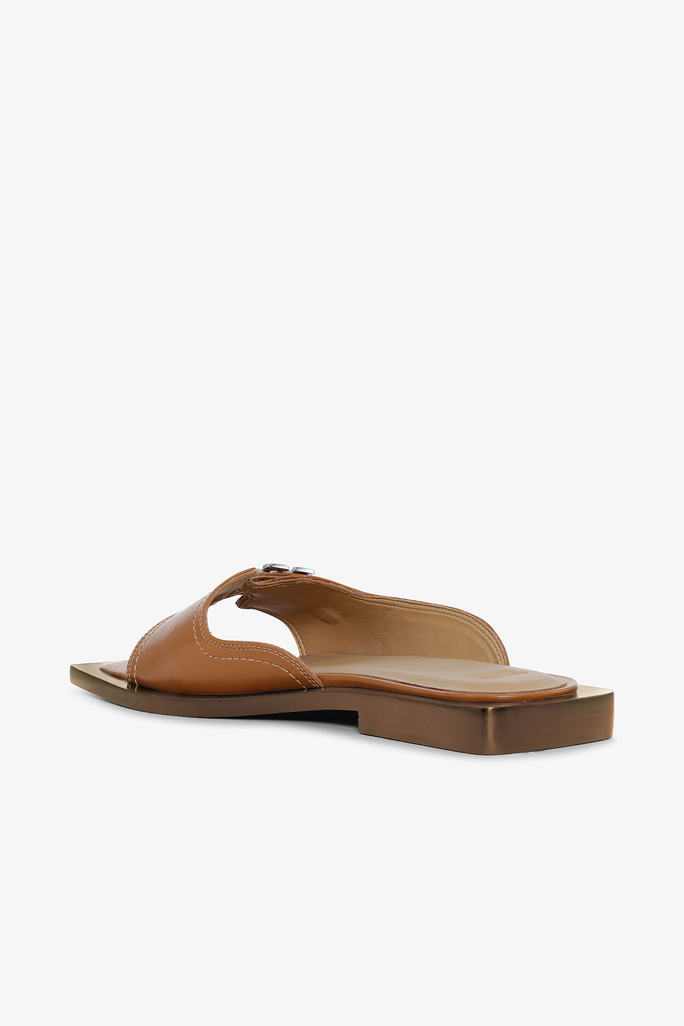 Sandales plates marron en Oleatex, Oleatex&trade;, in colour Cognac - 3 - GANNI