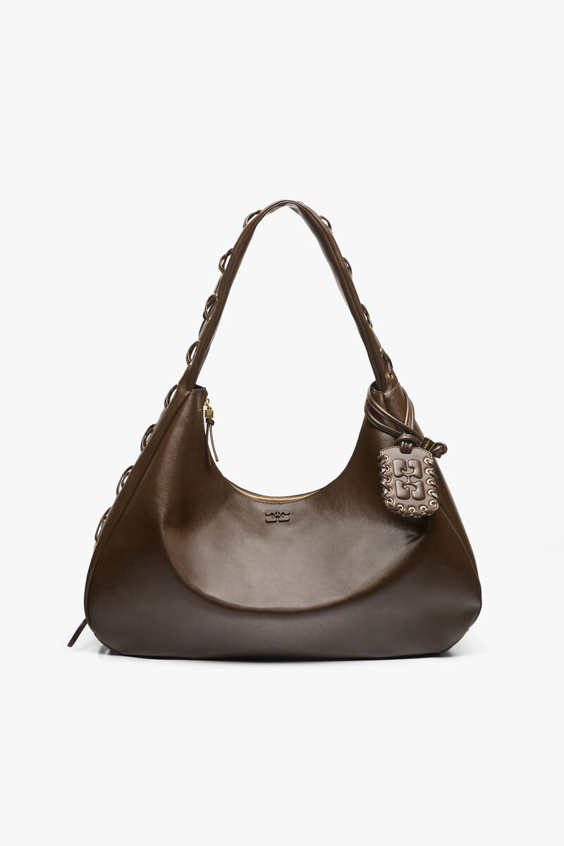 Sac Hobo XXL Oleatex vert olive fonc&eacute;, Polyurethane, in colour Dark Olive - 1 - GANNI