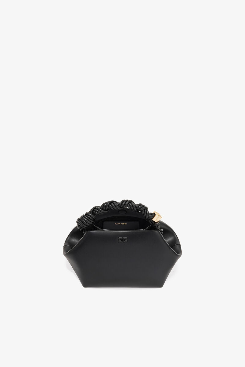 Black Small GANNI Bou Bag, Recycled Leather, in colour Black - 3 - GANNI
