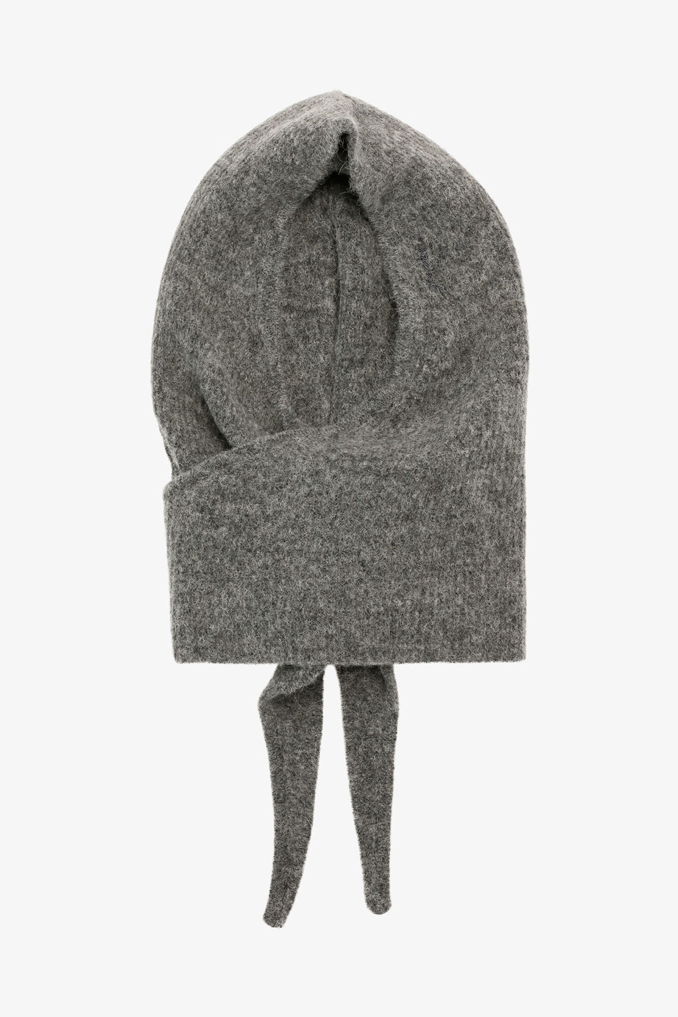Grey Soft Wool Balaclava, Alpaca, in colour Paloma Melange - 1 - GANNI