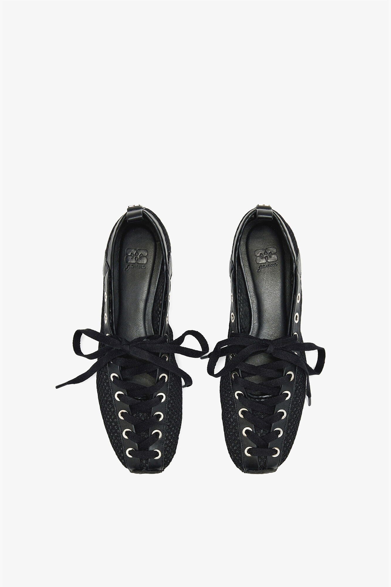 Sporty Ballerina in Black Mesh, Recycled Polyester, in colour Black - 3 - GANNI