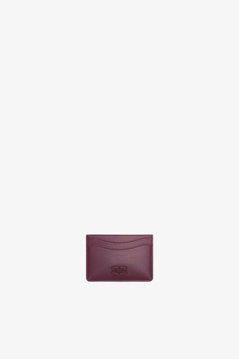 Bou-Kartenhalter in Burgunderrot, Recycled Leather, in colour Burgundy - 1 - GANNI