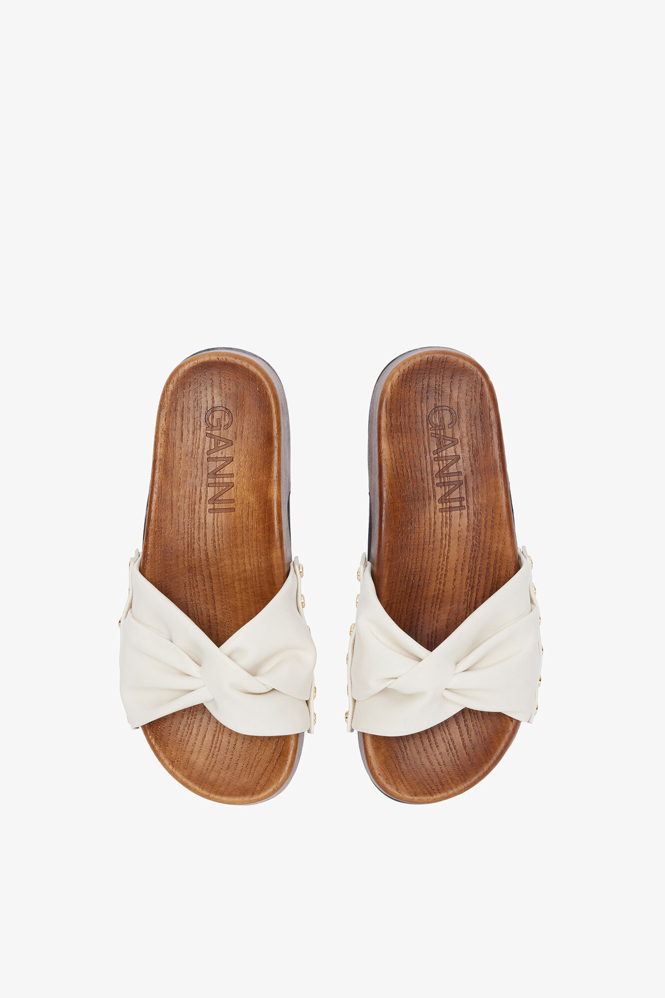 Tia Fairy clogs i hvid, Recycled Leather, in colour Egret - 3 - GANNI