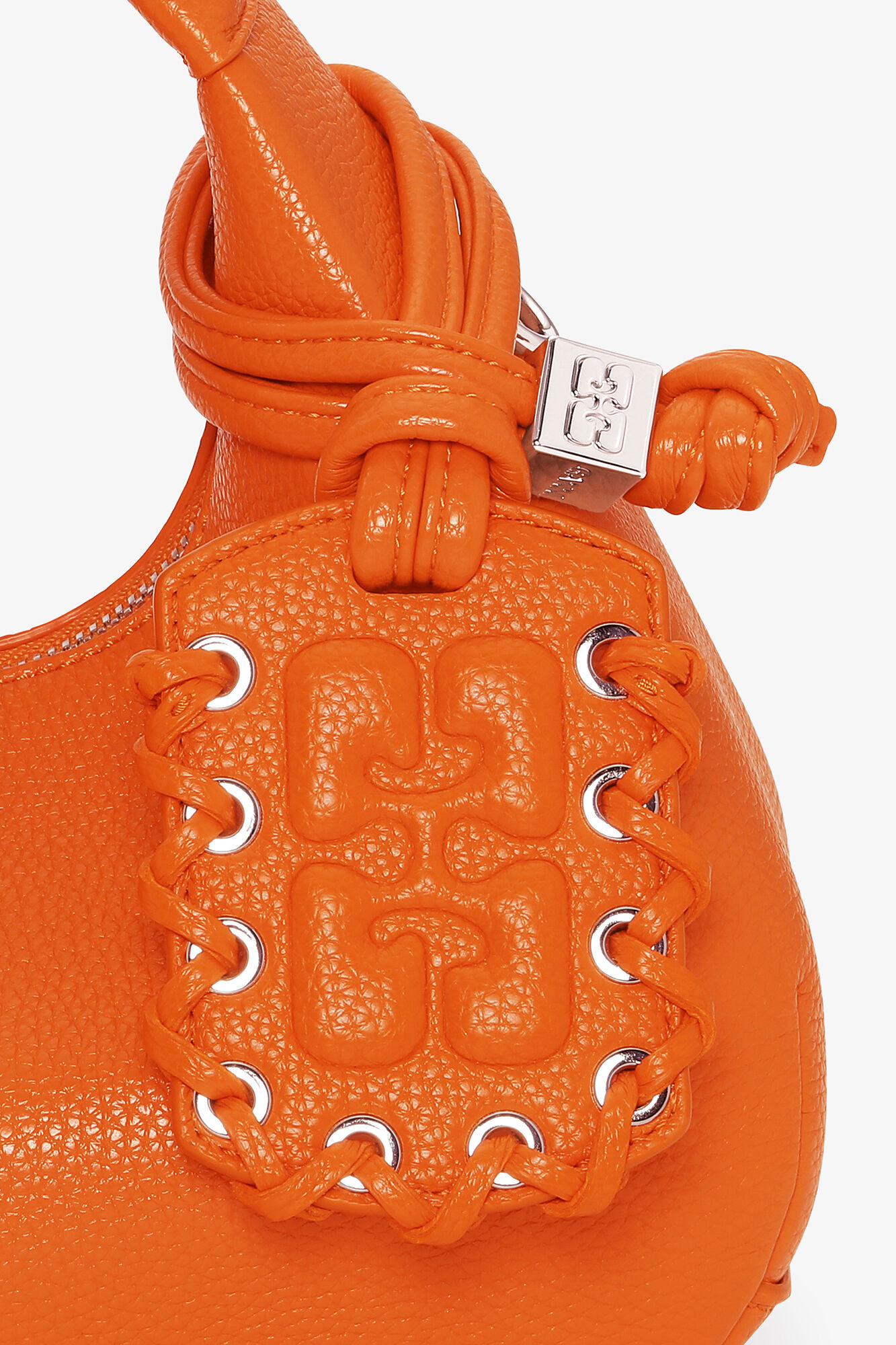 Orange Mini Hobo Bag, Recycled Polyester, in colour Russet Orange - 4 - GANNI