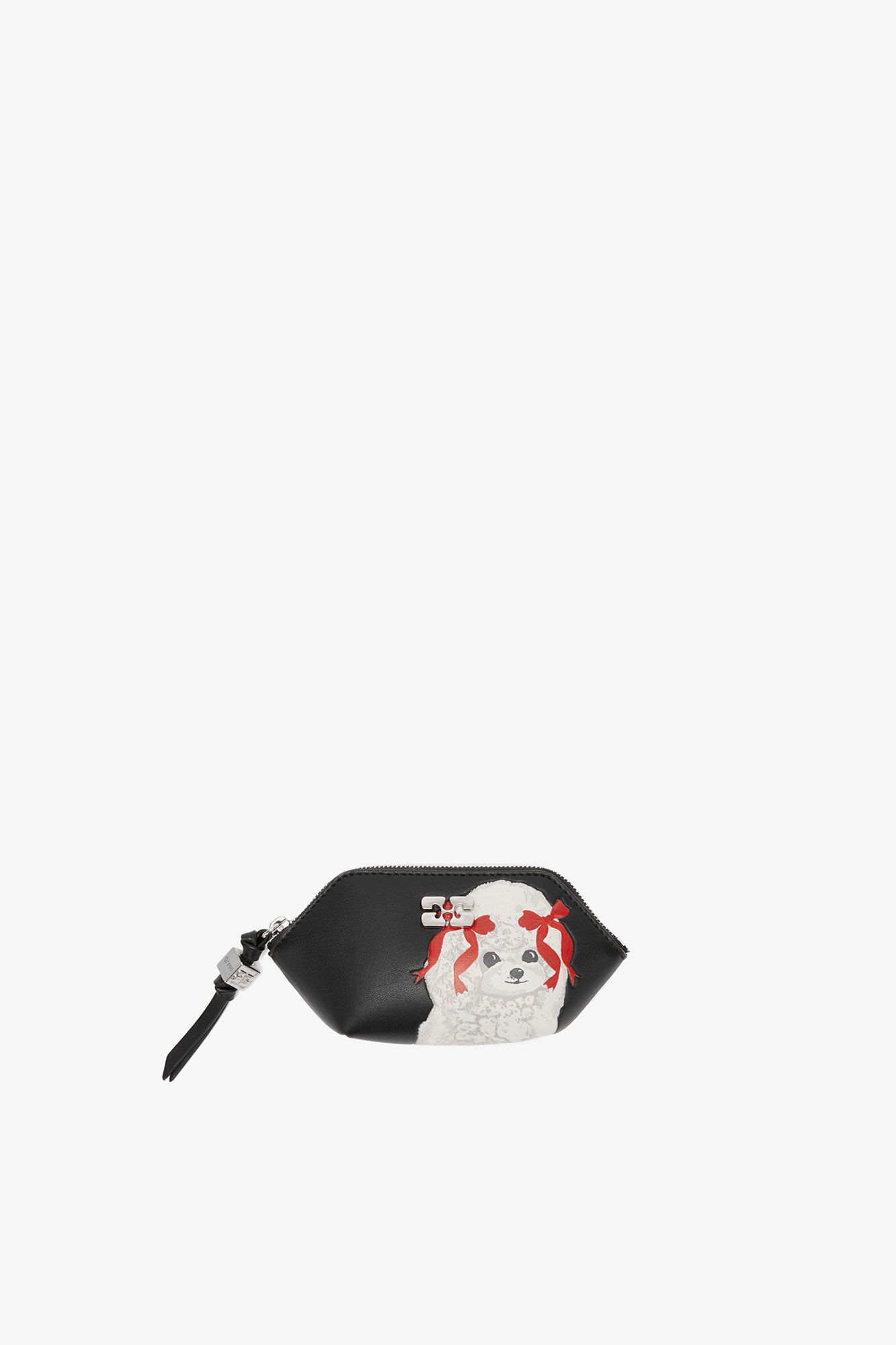 Bou Coin Purse with Poodle, Recycled Leather, in colour Black - 1 - GANNI