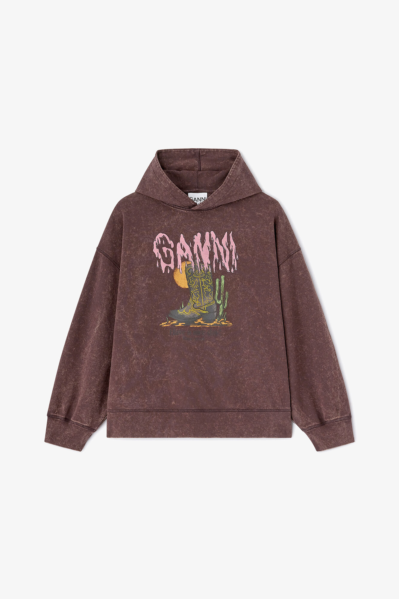 Kapuzenpullover in Vintage-Waschung, Organic Cotton, in colour Chocolate Plum - 1 - GANNI