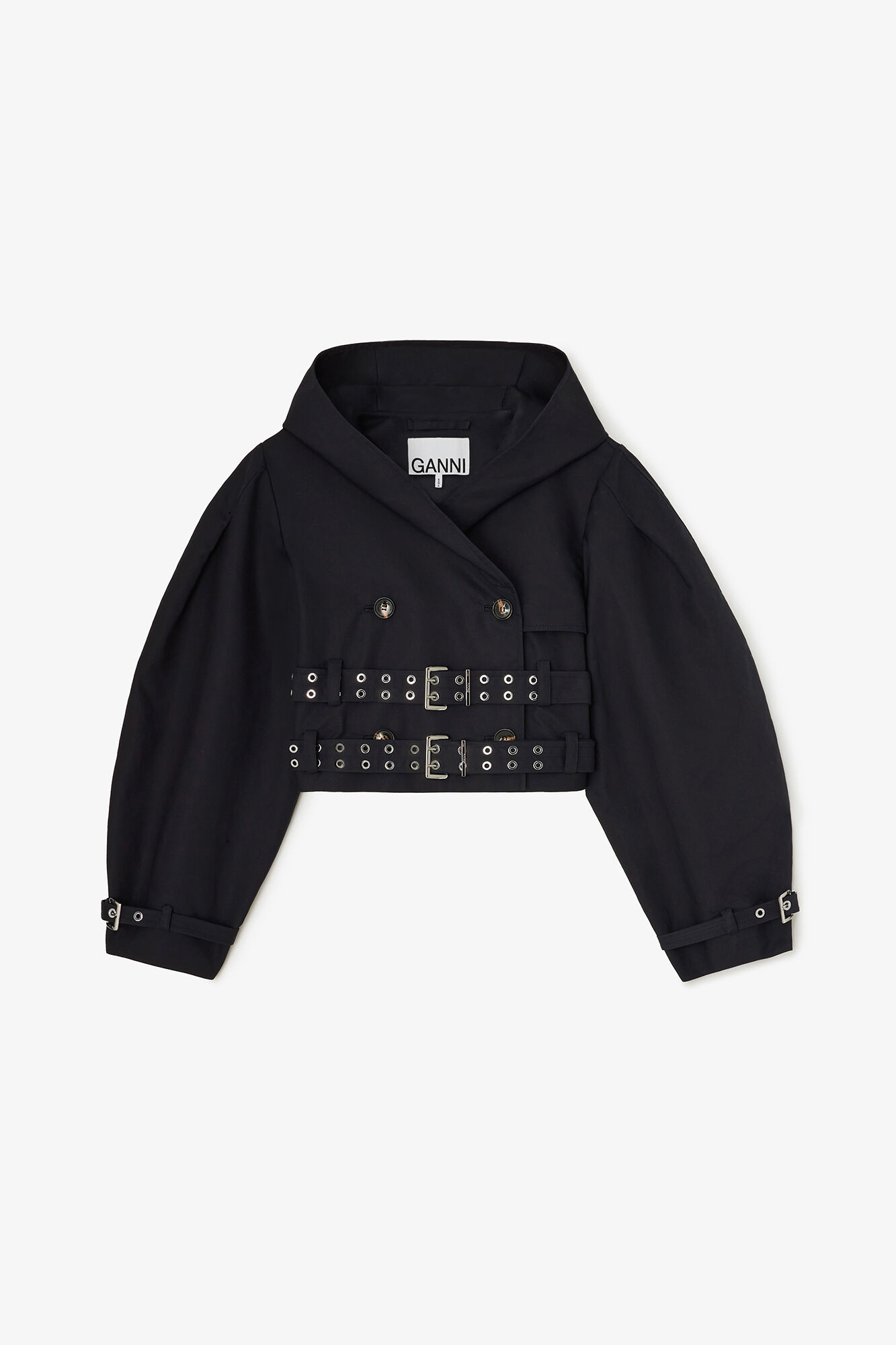 Veste trench en coton double, Organic Cotton, in colour Black - 1 - GANNI