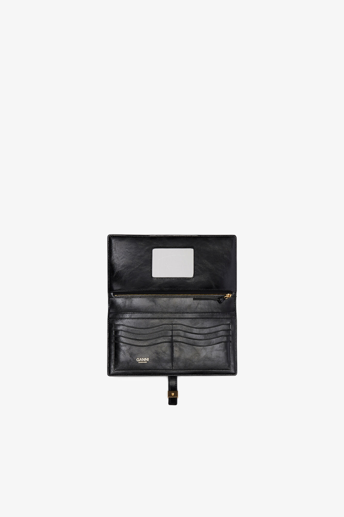 Portefeuille long et mince noir Sue, Recycled Leather, in colour Black - 3 - GANNI