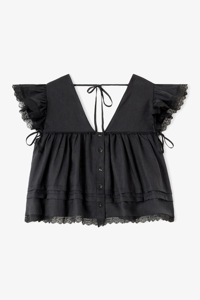 Blouse in Black Linen, Black