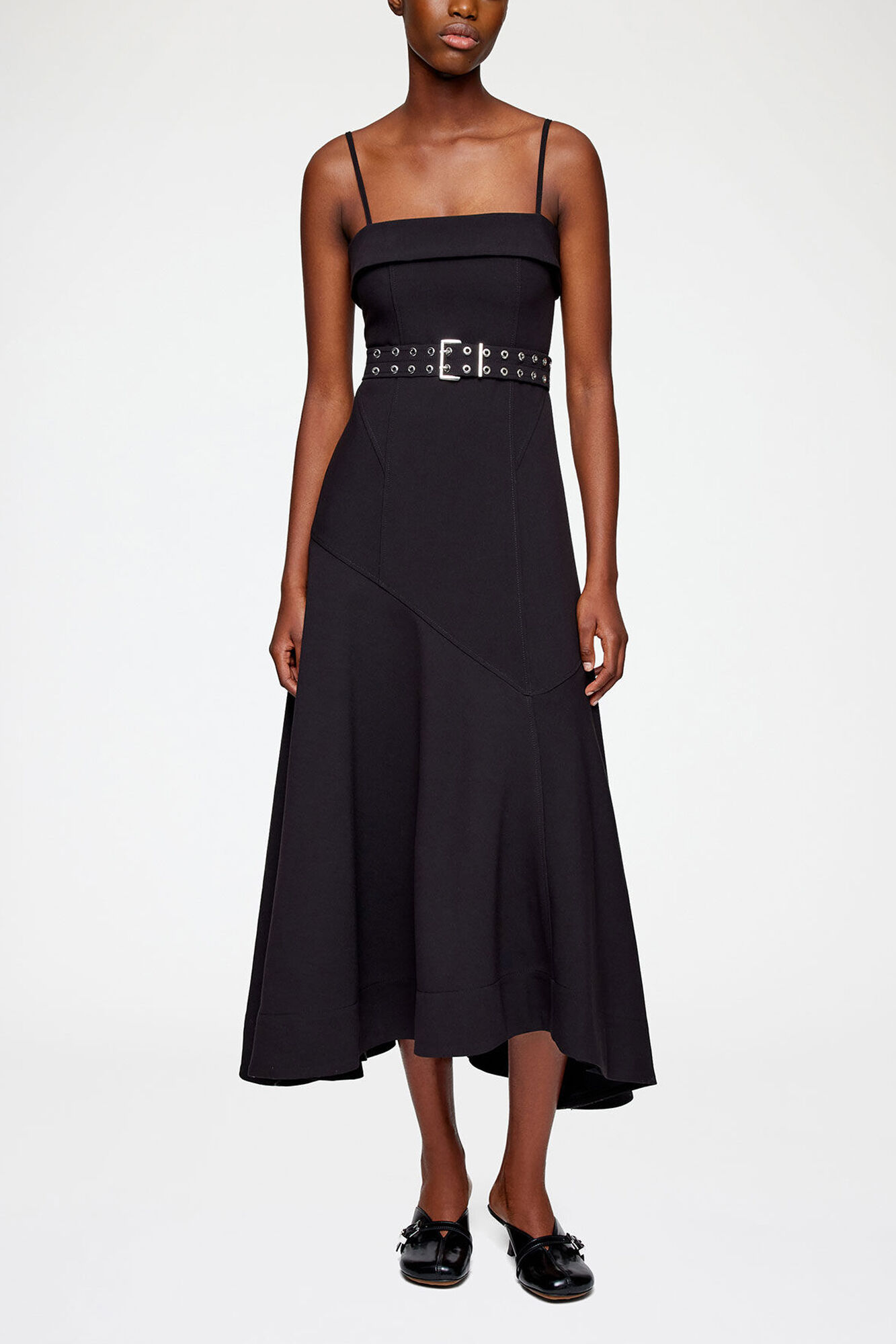 Dress in Black Twill Suiting, Elastane, in colour Black - 1 - GANNI