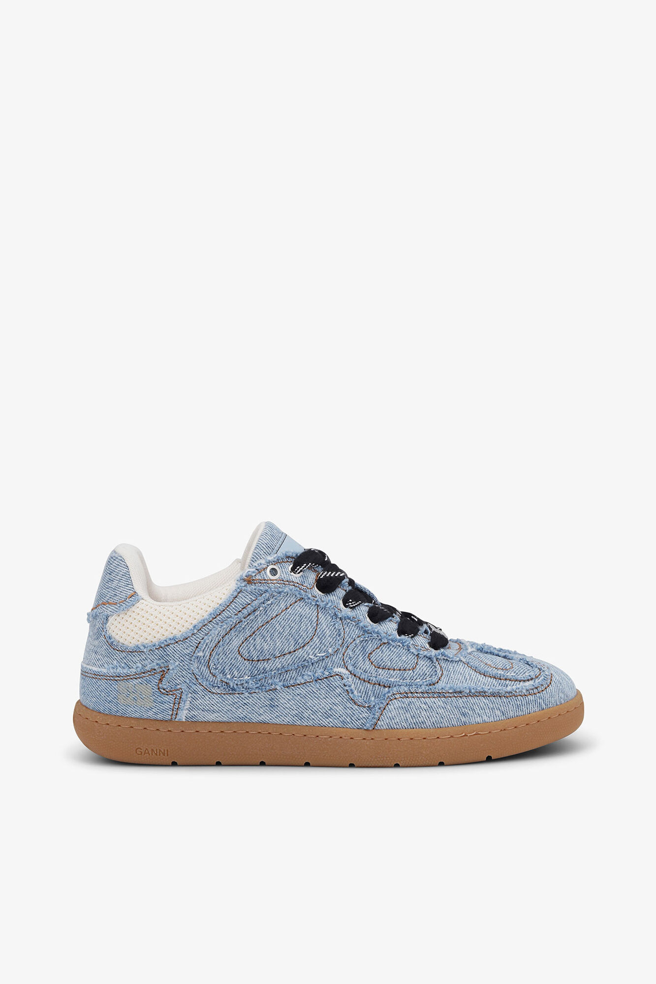 08-Jeans-Sneaker mit offenen S&auml;umen, Cotton, in colour Light Blue Vintage - 1 - GANNI
