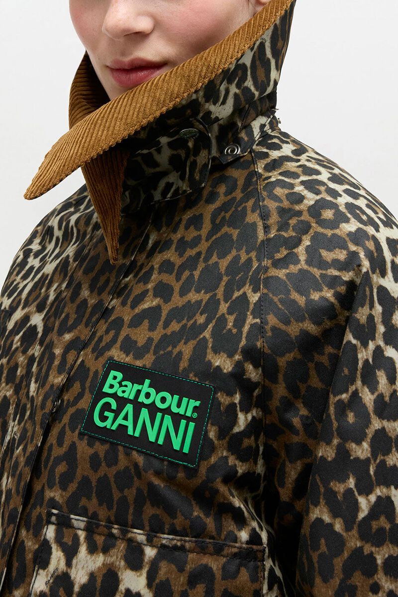Short Wax Jacket in Leopard, Cotton, in colour Leopard - 4 - GANNI