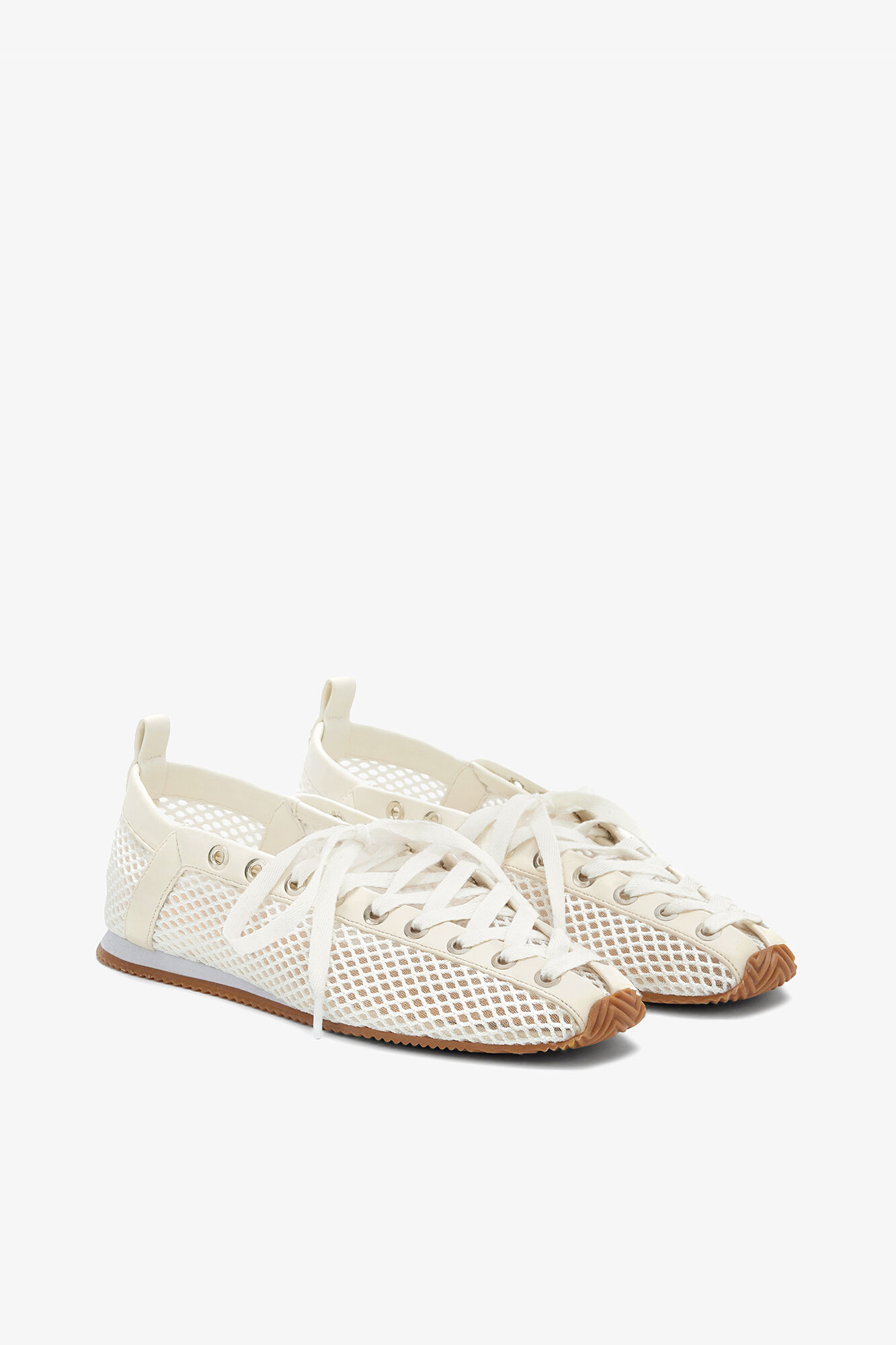 Sporty Ballerina in White Mesh, Recycled Polyester, in colour Egret - 2 - GANNI