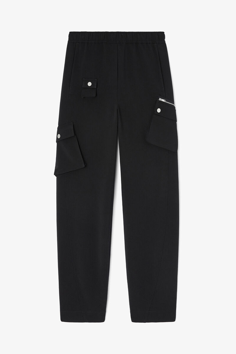 Trousers in Black Twill Suiting, Recycled Polyester, in colour Black - 1 - GANNI