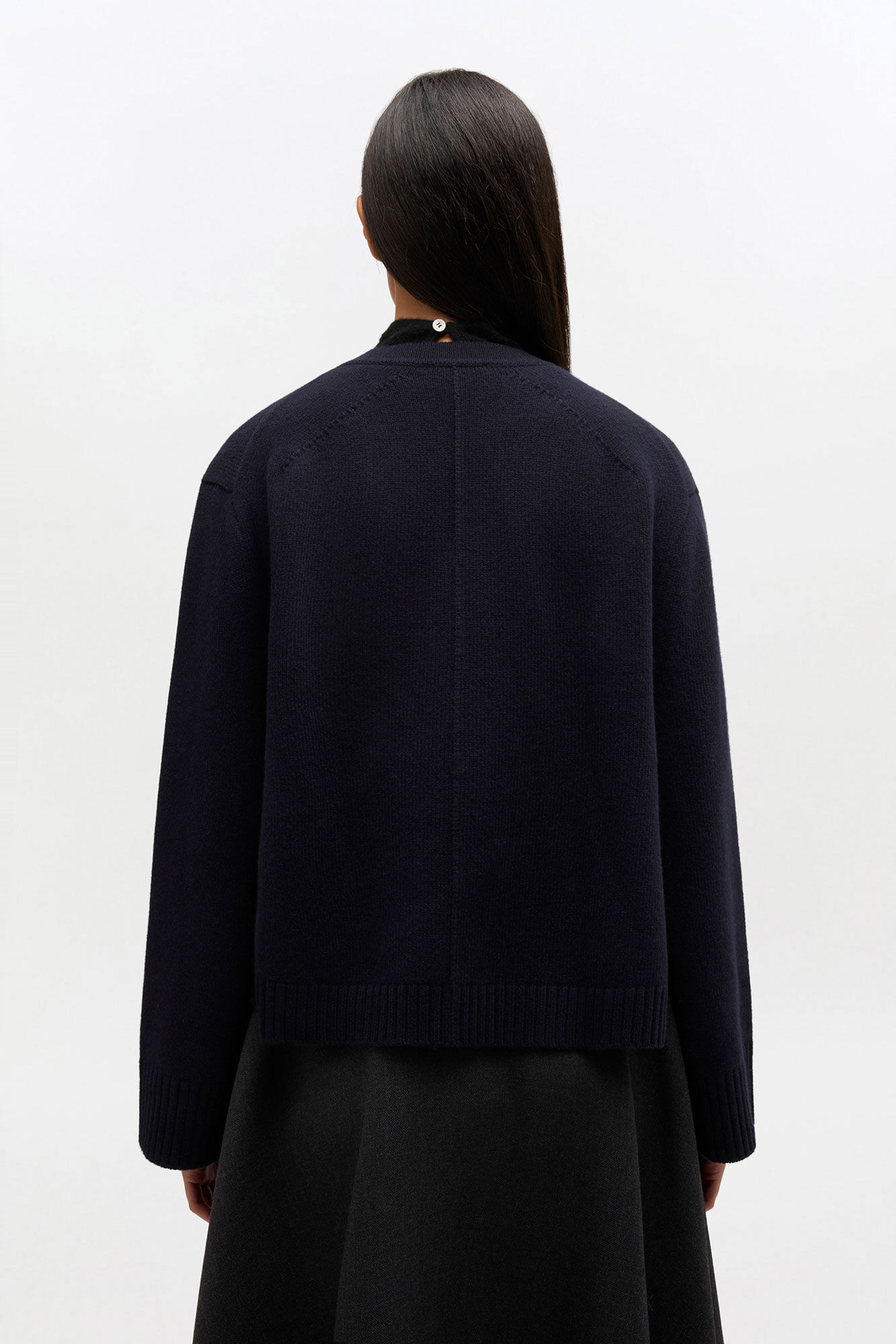 Classic Wool Cardigan, Wool, in colour Sky Captain - 3 - GANNI