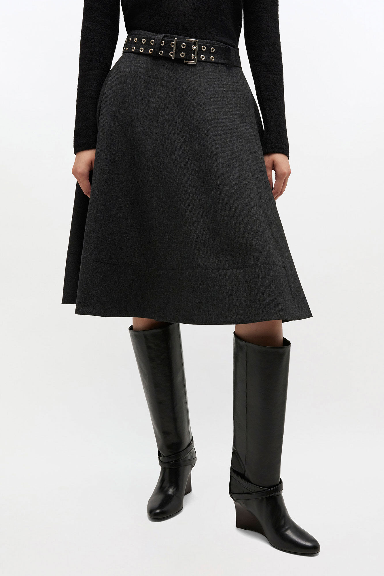 Wool Suiting Wrap Skirt, Recycled Polyester, in colour Phantom - 2 - GANNI