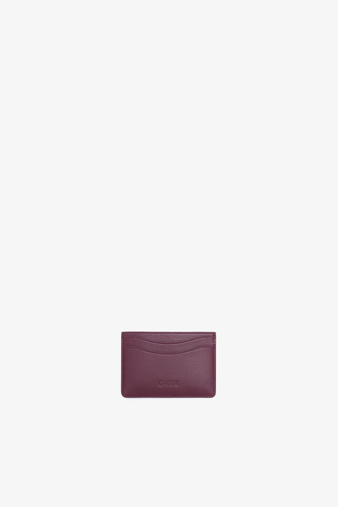 Bou-Kartenhalter in Burgunderrot, Recycled Leather, in colour Burgundy - 2 - GANNI