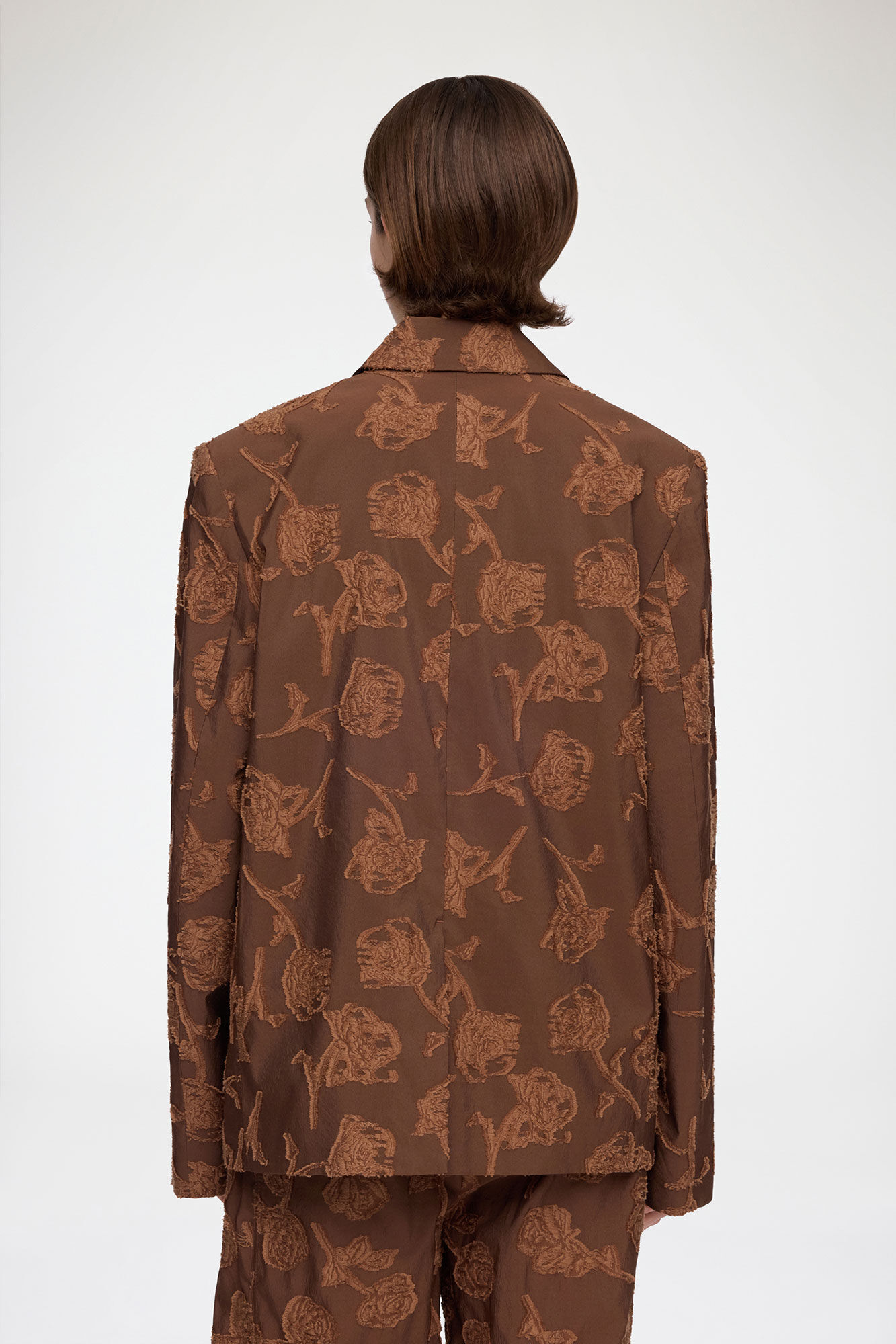 Blazer in Braun Fil Coup&eacute;, Recycled Cotton, in colour Cocoa Brown - 3 - GANNI