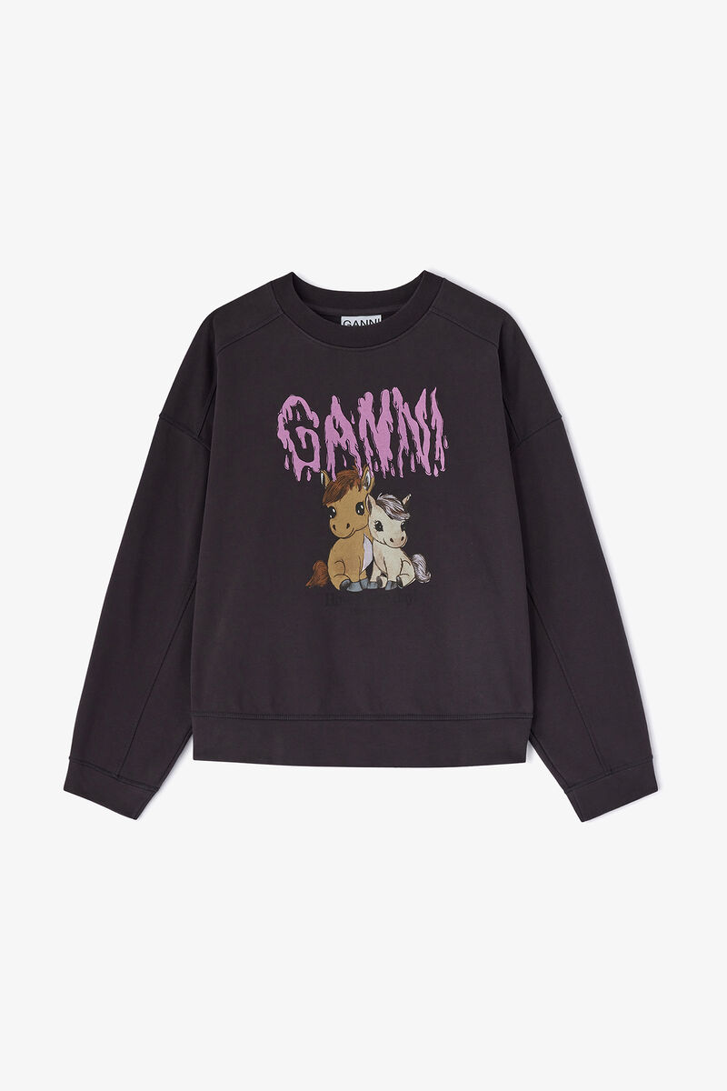 Grey Isoli Jersey Sweatshirt, Organic Cotton, in colour Phantom - 1 - GANNI