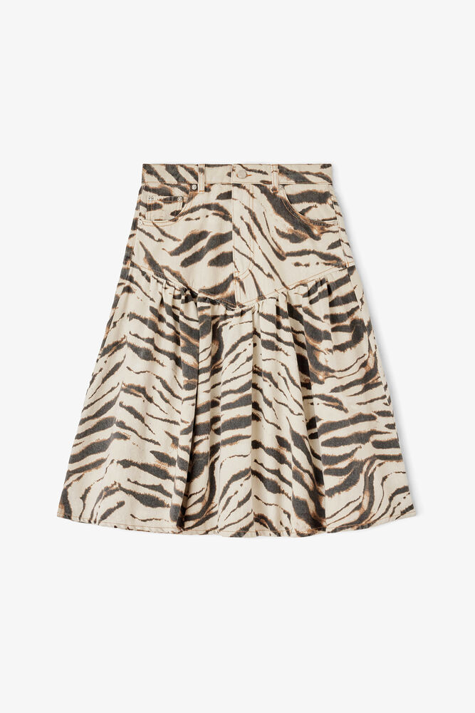 Skirt in Printed Denim, Egret
