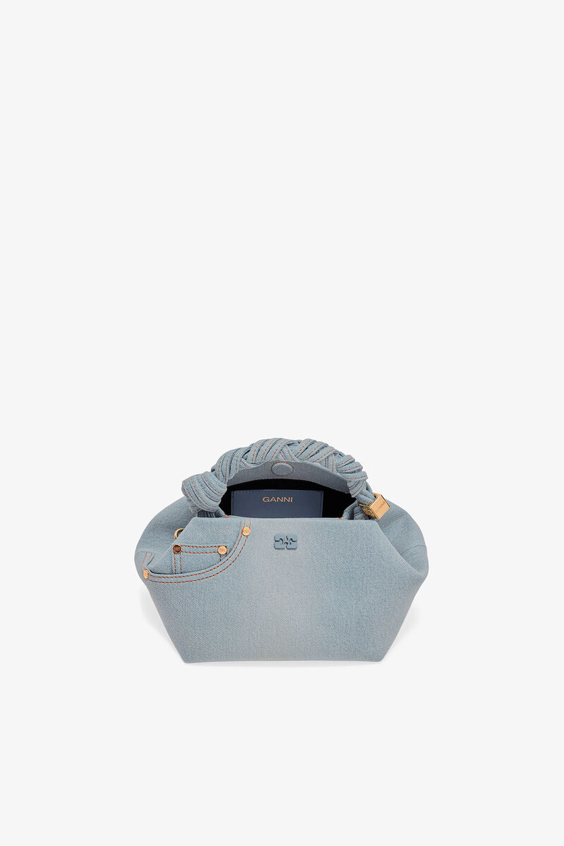 Denim Small Bou Bag, Recycled Cotton, in colour Faded Denim - 3 - GANNI