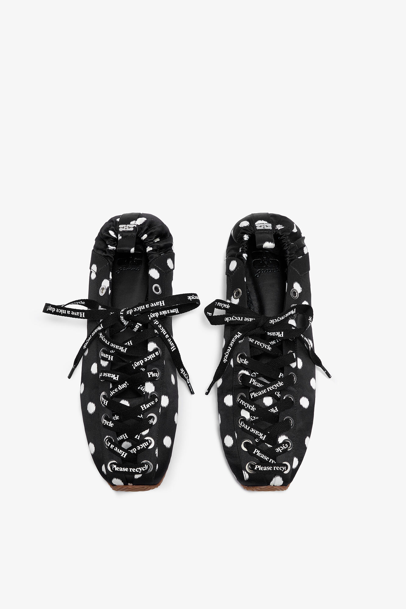 Sporty Ballerina in Black Dots, Recycled Polyester, in colour Black - 3 - GANNI