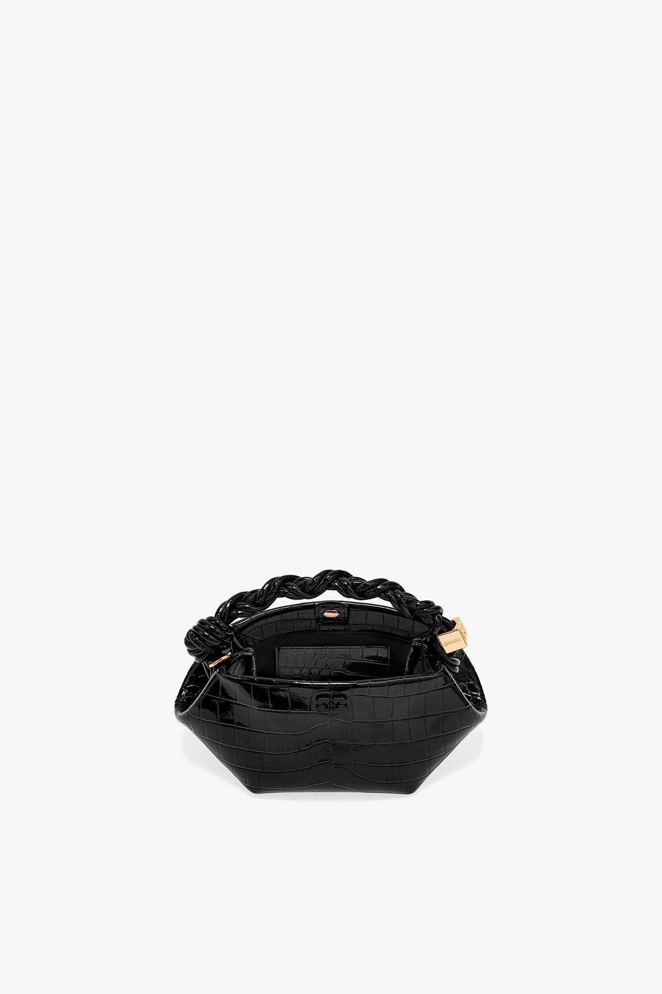 Black Mini Bou Bag, Recycled Leather, in colour Black - 3 - GANNI
