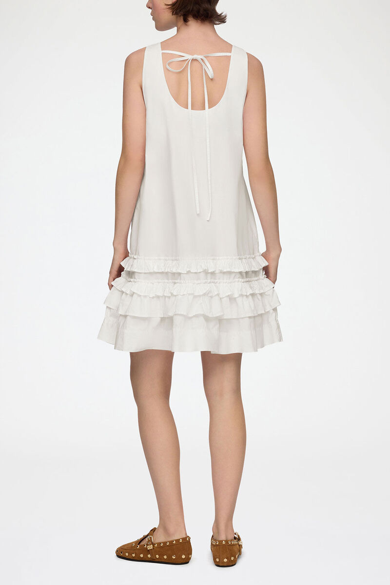 Kl&auml;nning i vit bomull, Organic Cotton, in colour Bright White - 2 - GANNI
