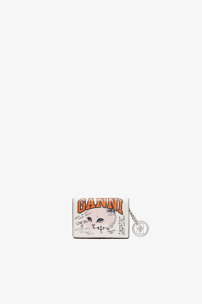 Card Holder With Flap and Cat, Egret