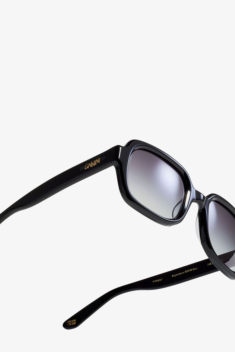 GANNI x Ace & Tate Black Twiggy Sunglasses, Acetate, in colour Black - 4 - GANNI