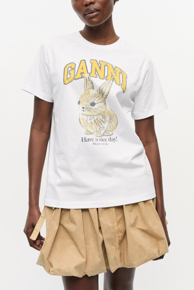 White Relaxed Jersey Bunny T-shirt, Bright White