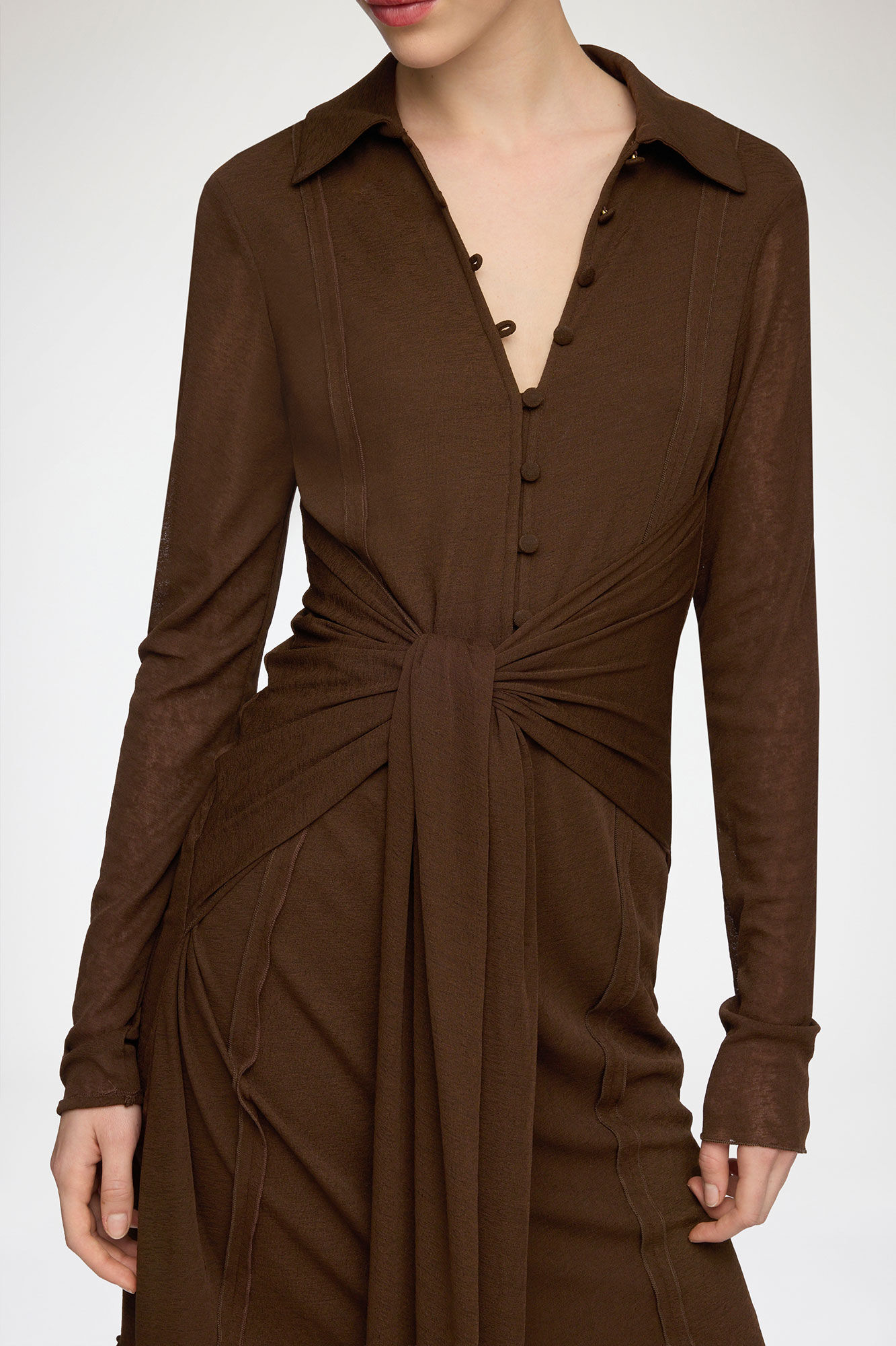 Robe courte en maille chin&eacute;e, Recycled Polyester, in colour Demitasse - 3 - GANNI