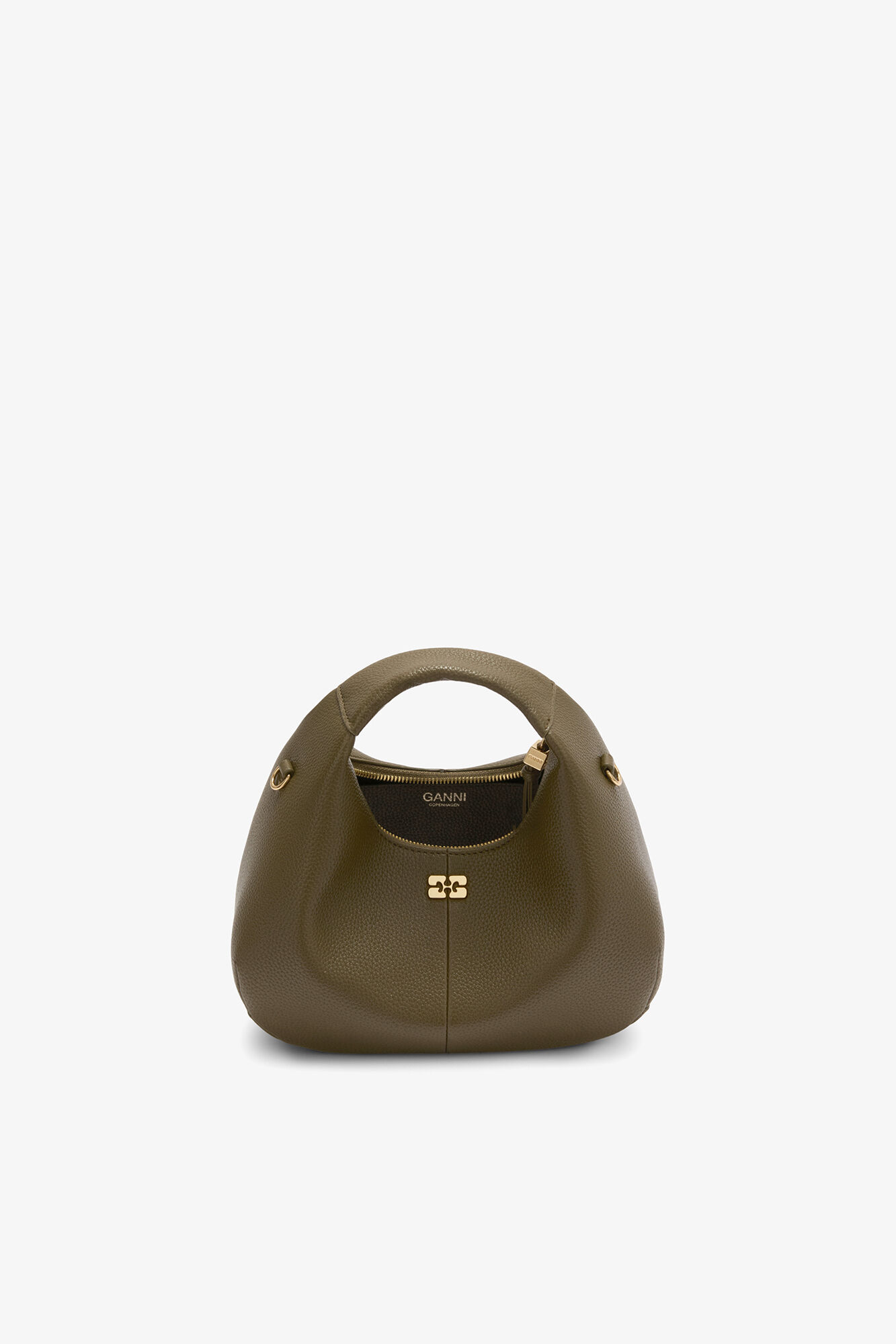 Mini Hobo Bag in Green, Recycled Polyester, in colour Military Olive - 3 - GANNI