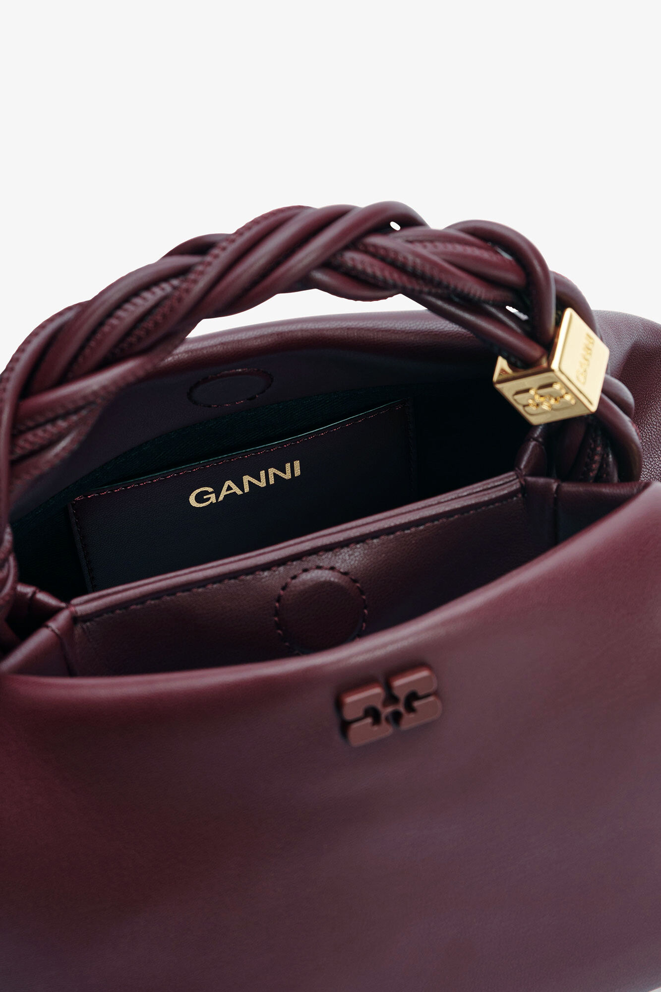 Burgundy Small GANNI Bou Bag, Recycled Leather, in colour Burgundy - 3 - GANNI