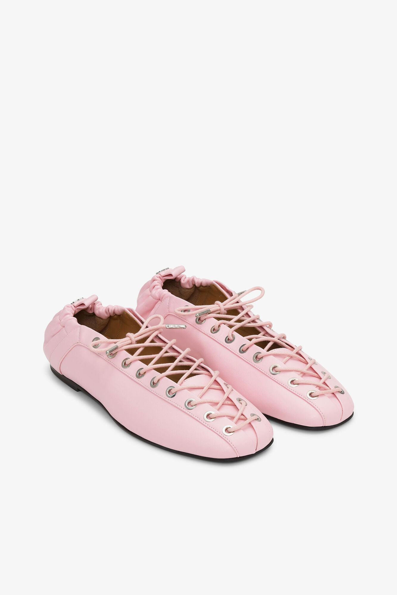 Lace-up ballerinasko i lyser&oslash;d, Recycled Leather, in colour Fairy Tale - 2 - GANNI