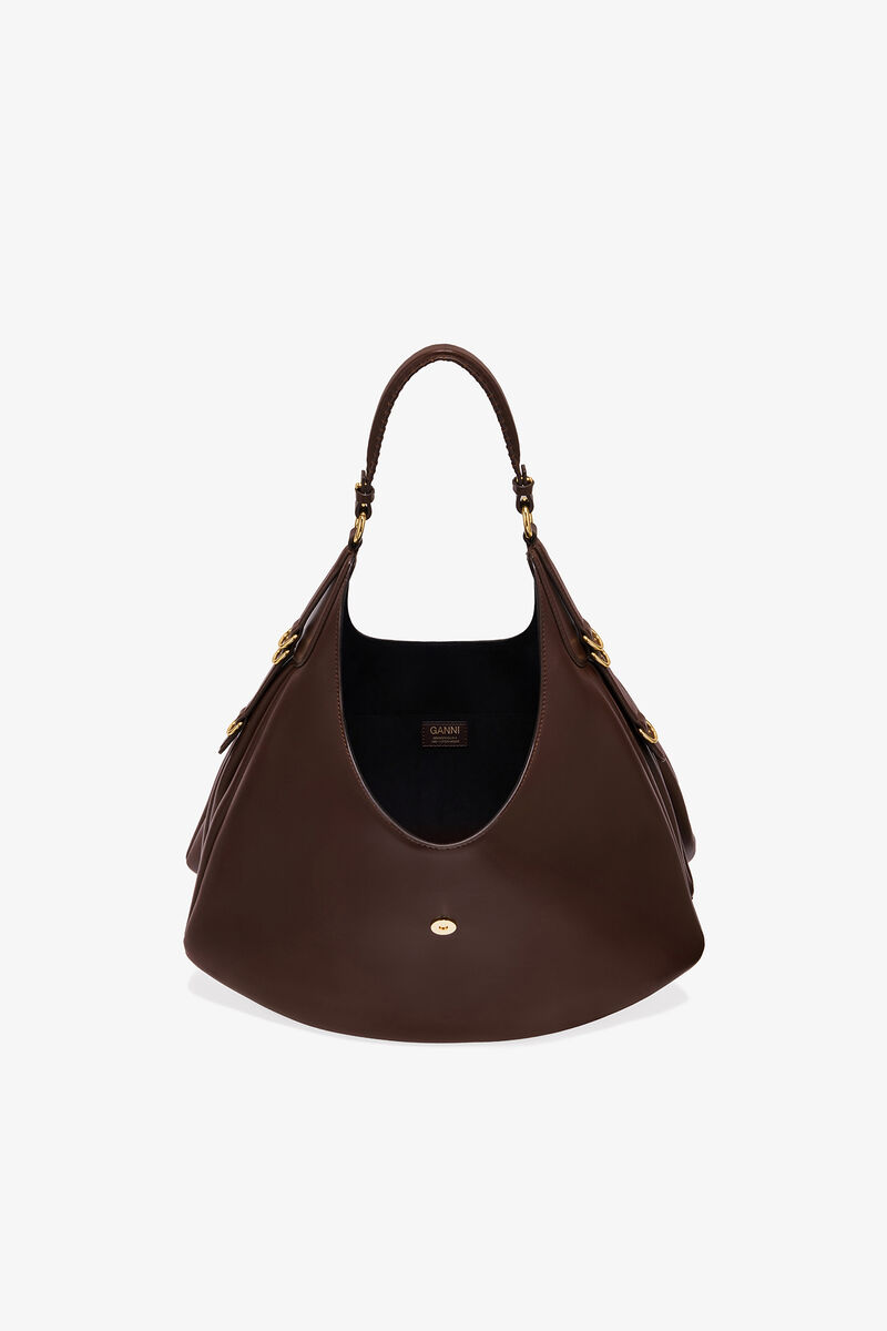 Brown Large Kat Bag, Recycled Leather, in colour Chicory Coffee - 3 - GANNI