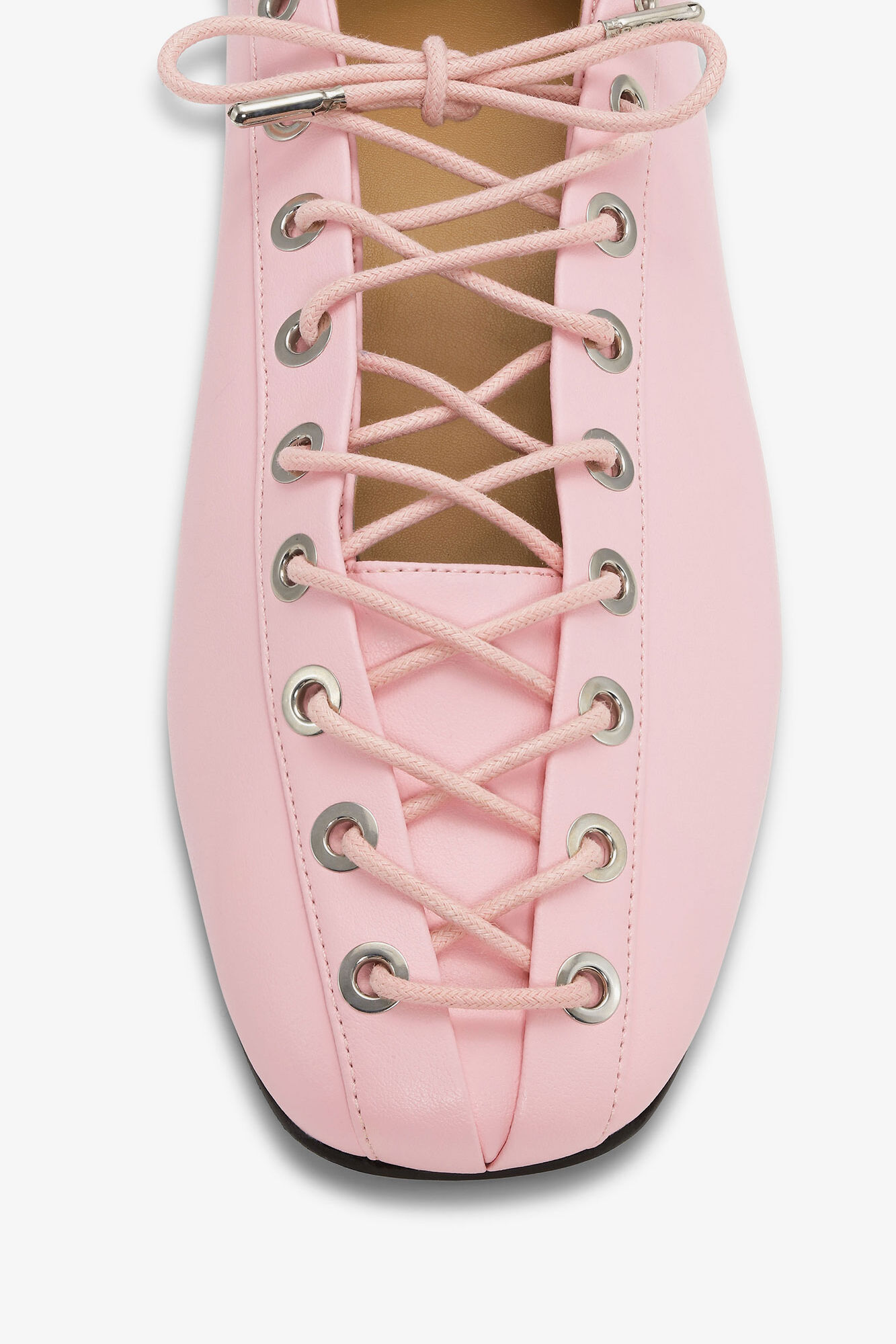 Lace-up ballerinasko i lyser&oslash;d, Recycled Leather, in colour Fairy Tale - 4 - GANNI