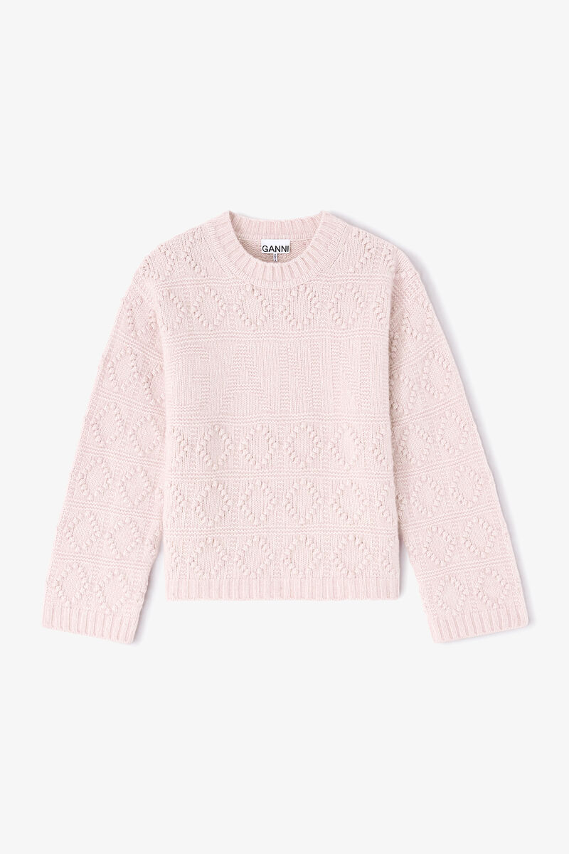 Cotton Wool Bubble Jumper, Wool, in colour Chalk Pink - 1 - GANNI