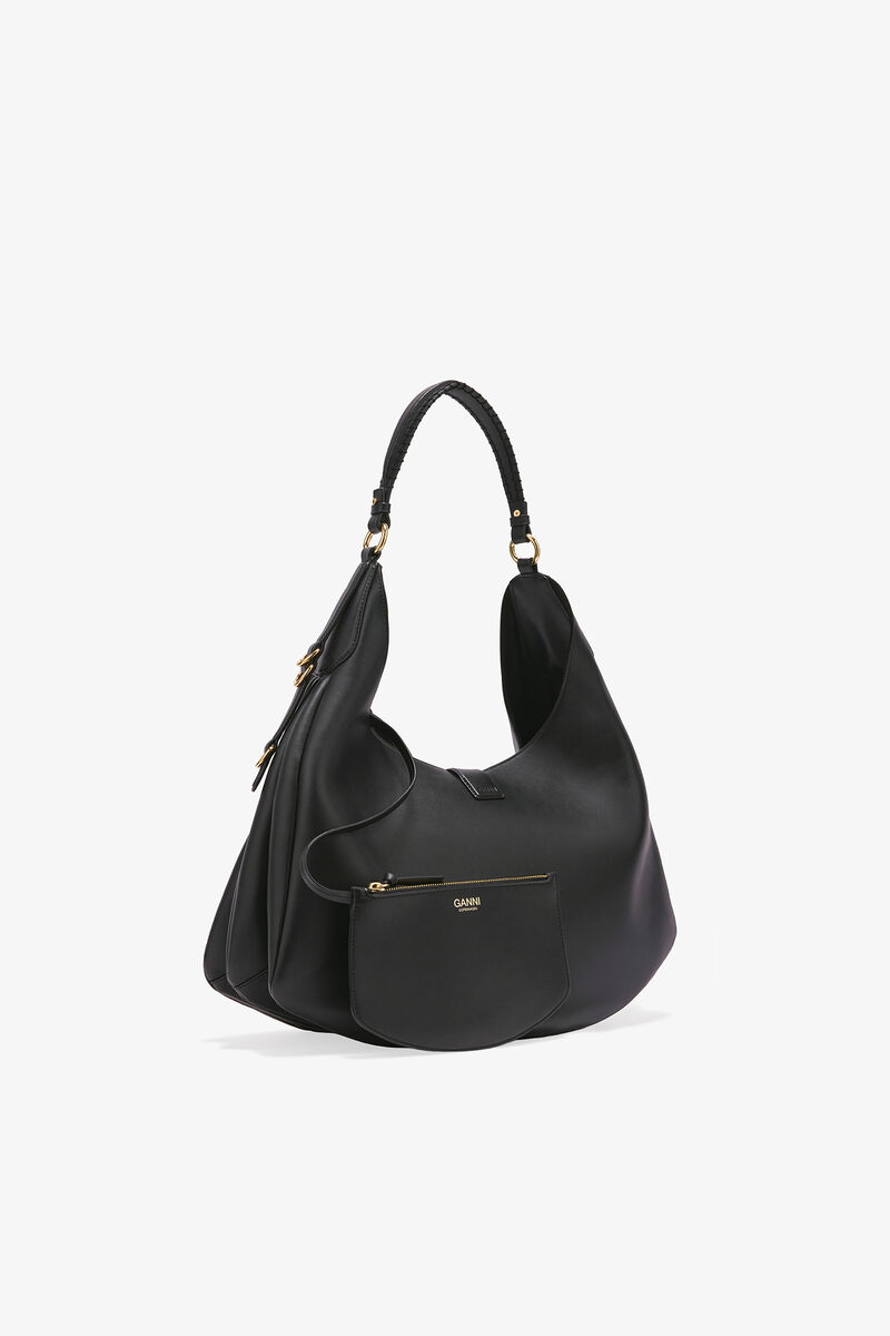 Black Large Kat Bag, Recycled Leather, in colour Black - 2 - GANNI