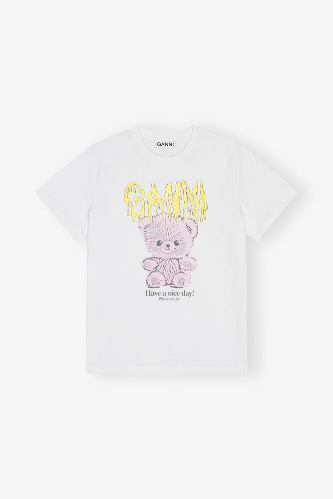 White Basic Cotton Jersey Teddy Relaxed T-shirt, Bright White