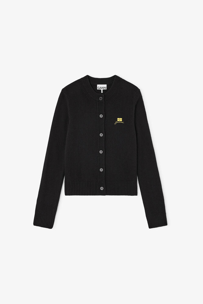 Wool Mix Cardigan, Black