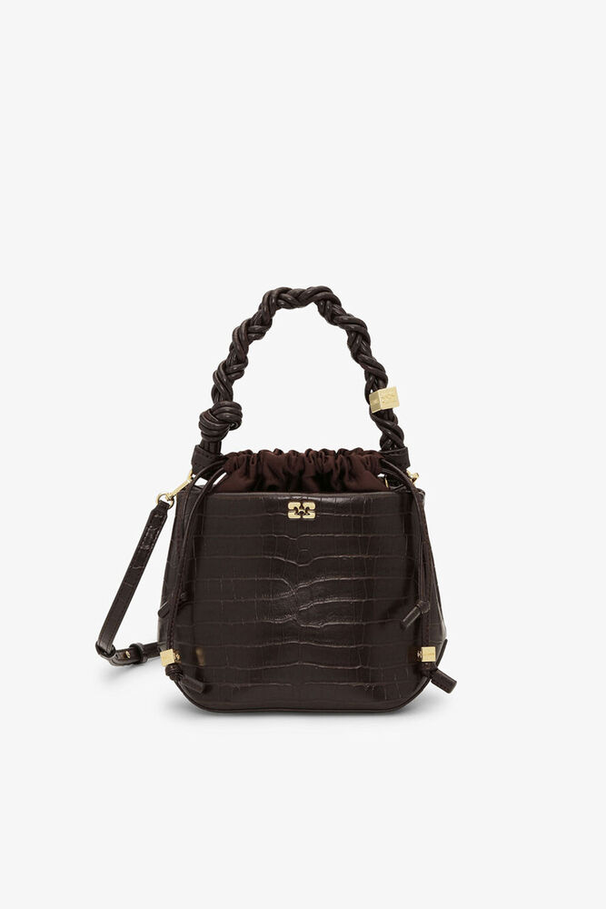 Brown Croco Bou Bucket Bag, Chocolate Fondant