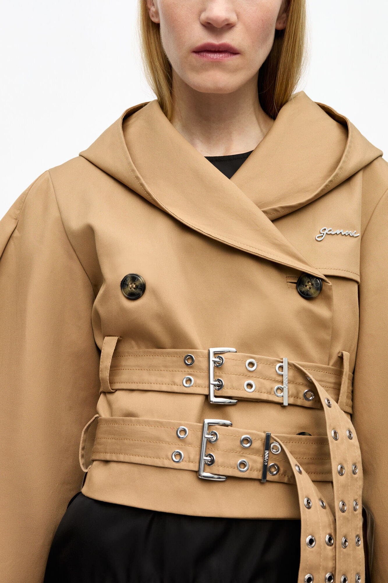 Kort jakke i kamelfarget bomull, Organic Cotton, in colour Tiger's Eye - 4 - GANNI