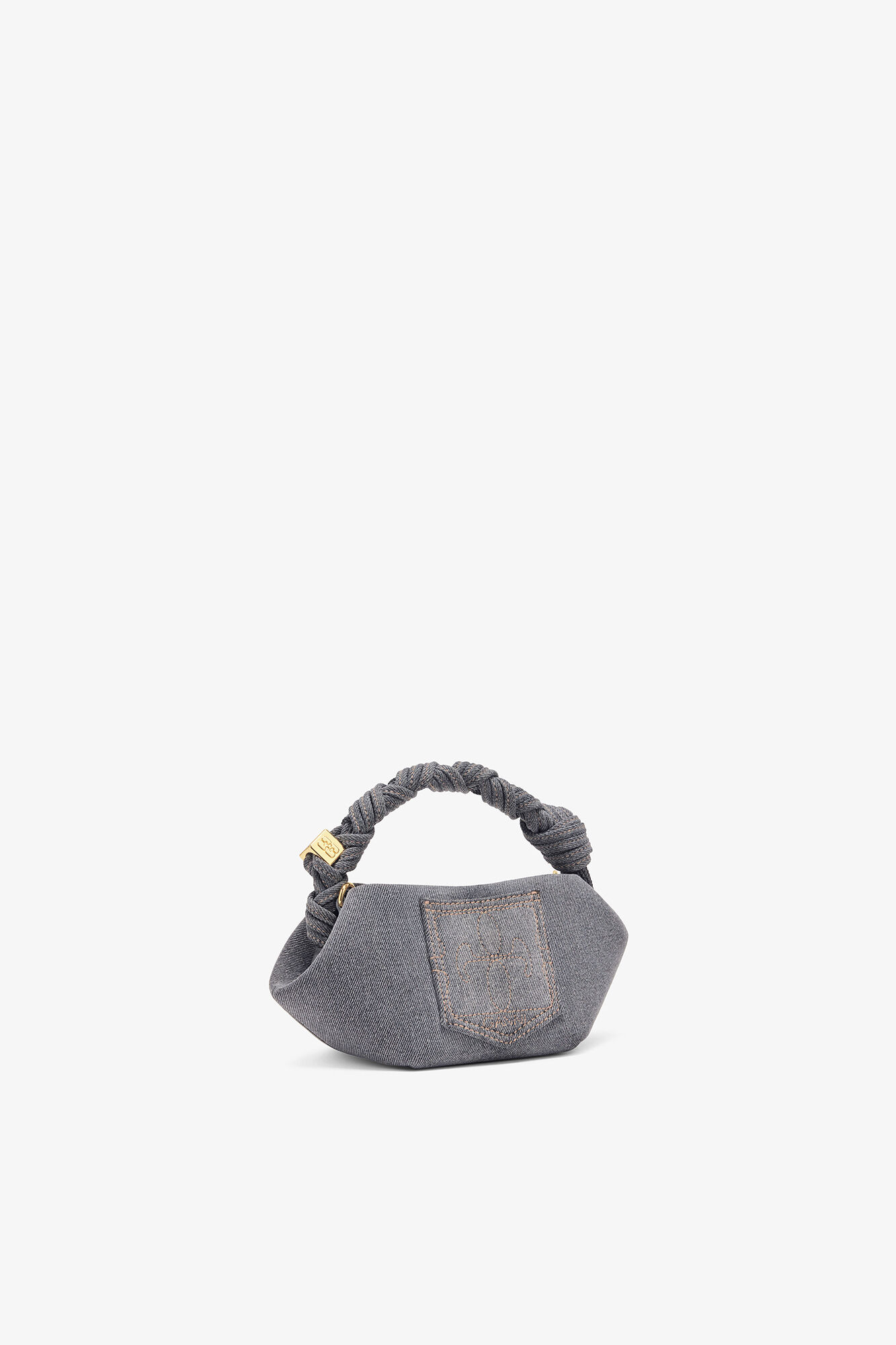 Washed Grey Mini Bou Bag, Recycled Cotton, in colour Lava Smoke - 2 - GANNI