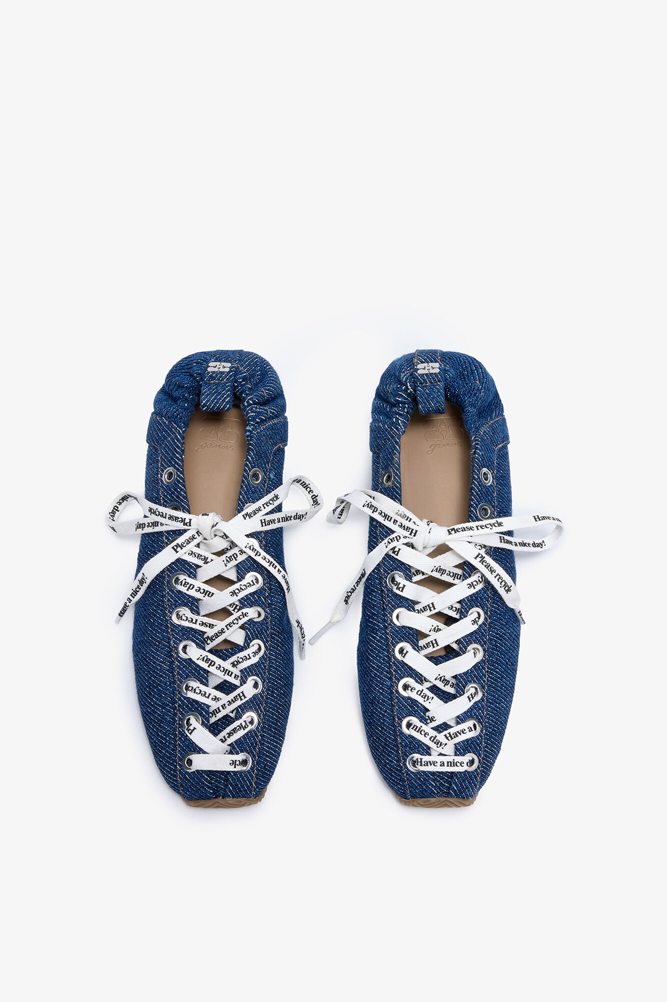 Sporty ballerinaskor i denim, Organic Cotton, in colour Rinse - 3 - GANNI