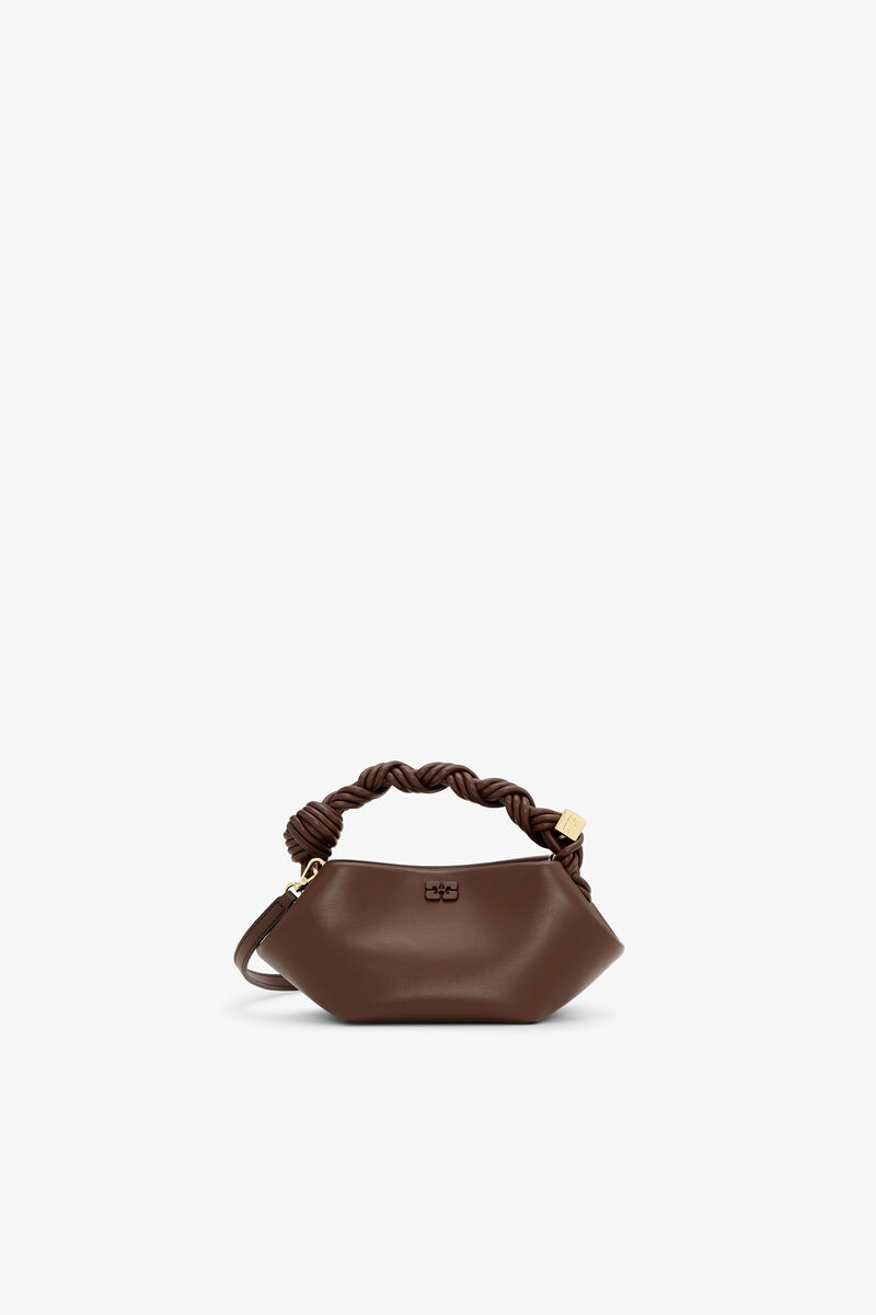Brown Mini Bou Bag, Recycled Leather, in colour Chocolate Fondant - 1 - GANNI